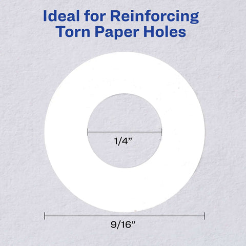 Self-Adhesive 3 Hole Reinforcement Labels For One Quarter Inch Holes White Non Printable Stickers Durable Poly Vinyl Paper
