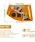Foot Ascender Gear For Climbing And Rappelling Lightweight Aluminum Alloy With Left Black And Right Orange Handles for right foot