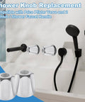 Two Piece Shower Knob Replacement Set With Flange Base For Hot And Cold Tub Faucet Handles Verve Style Trim Kit in bathroom