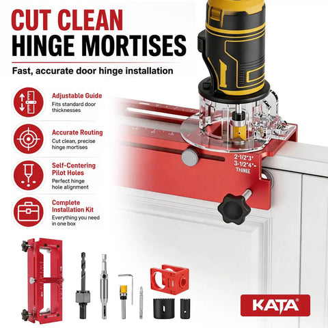 Top Shelf Door Hinge Mortise Jig And Lock Installation Kit For Interior Wood Doors with adjustable guide and router for precise cuts.
