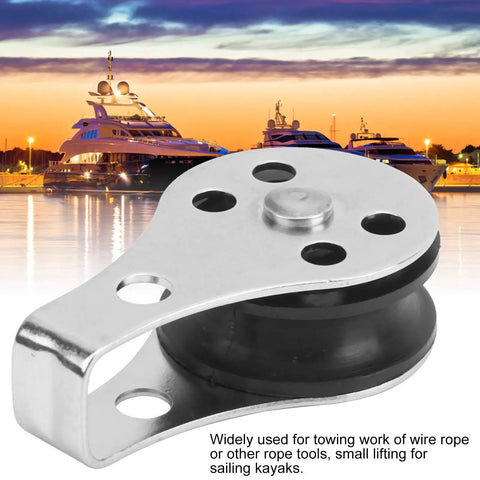 Two Pack Nylon Marine Pulleys 25mm Stainless Steel Bearing Block Rope Runner Wheel For Boats Yachts Ships Waterproof Rustproof