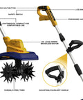 Cordless Garden Tiller Cultivator Tool Only With 250 RPM Brushless Motor 48 Steel Tines 8.7 Inch Tilling Width 6.3 Inch Depth view