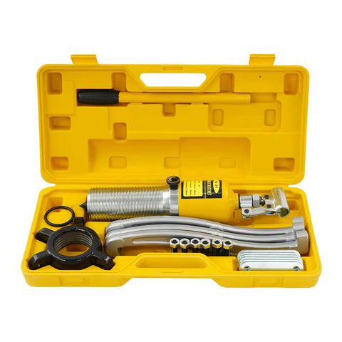 Premium 20 Ton Hydraulic Bearing Puller Kit With 2 3 Jaws Tough Steel Anti Rust Yellow Paint For Mechanics Who Need Raw Power To Extract Stubborn Bearings Smoothly Resists Wear Ensuring Reliable Performance For Daily Garage Grind. yellow case with hydraulic puller kit, jaws and adapters