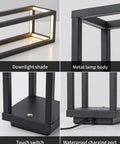 Cordless Waterproof Table Lamps Set of 2 Black Outdoor Go-To Rechargeable Desk Lamps close-up of design features and USB-C port