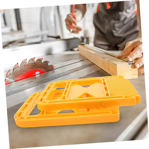 Badass Grip Featherboard Safety Clamp For Circular And Band Saws on a table saw with workpiece and blade in view.