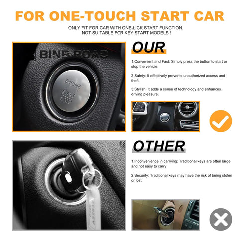 Push Start Button Cover Ignition Switch 2215450714 Compatible With Mercedes Benz, highlighting benefits of easy and secure start in a car dashboard.