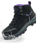 Waterproof Steel Toe Work Boots For Women With Wide Width, Non Slip And Lightweight Design, Purple Size 37.5, in water splash.