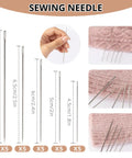 37 Piece Big Eye Stainless Steel Sewing Needles Kit With Threader, Thread Ripper, Thimbles And Accessories For Hand Sewing