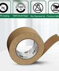 6 Rolls Brown Packing Tape Bulk Pack 2 Inch By 55 Yards Kraft Paper Shipping Tape for Cardboard Boxes and Office Use