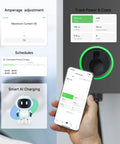 80 Amp Level 2 EV Charger With AI Powered Smart Charging And Cloud AI Control App Remote Start Stop Indoor Outdoor J1772 Hardwired