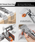 Adjustable telescopic drawer clamp made from durable stainless steel, showing ergonomic design and non-slip rubber pads.