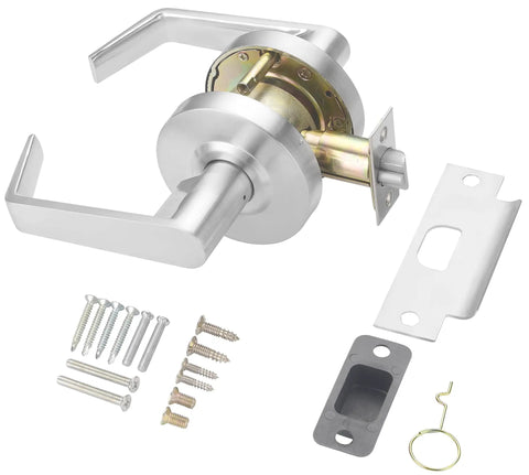Passage Closet Door Lever Heavy Duty Built To Last Commercial Grade Satin Chrome Non Locking Door Handles With Latch For Interior Doors ADA Compliant Cylindrical Lever Hardware