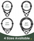 Heavy Duty Vinyl Coated Bike Lock Cable With Braided Steel Core 12mm Thick And Loop Ends in 4ft, 7ft, 15ft, 30ft sizes.