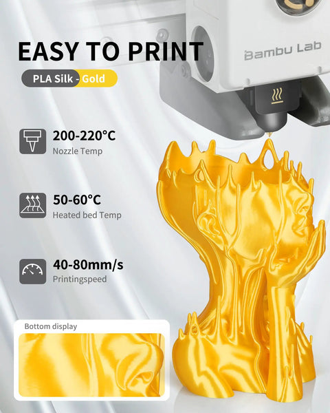 Sweet Hella Smooth Silk PLA Filament 1.75mm Silver 1kg Spool Top Tier 3D Printing Material With Dead On Dimensional Accuracy And Killer Metallic Shine For Nailed It Hobby Prints