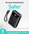 Ultra Compact 20000mAh Power Bank Featuring Dual USB Cables And Secure Lanyard Offers Beast Mode 22.5W Fast Charging with lanyard.