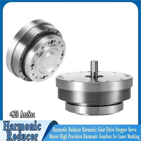 Next Level Precision Harmonic Drive Reducer Paired With An Input Axial Servo Motor Delivering Smooth 20 Arcsec Performance For Robust Cnc Rotary Tables And Heavy Industry Robots Absolutely Built To Crush It Daily, showing a metallic harmonic reducer assembly.