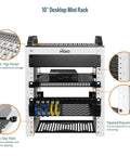 Straight Up Slick 6U Mini Server Rack 10 Inch Desktop Network Cabinet with translucent sides and grip handles.