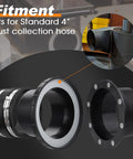 4 Inch Magnetic Dust Collection Fittings For Shop Vacs And Woodworking Gear Providing No Sweat Hookups And Smart One To Multi Port Configs For Lightning Fast Workshop Swaps, showing connectors for standard 4" dust collection hose.
