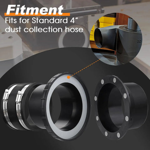 4 Inch Magnetic Dust Collection Fittings For Shop Vacs And Woodworking Gear Providing No Sweat Hookups And Smart One To Multi Port Configs For Lightning Fast Workshop Swaps, showing connectors for standard 4" dust collection hose.