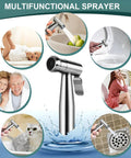 Handheld Bidet Sprayer For Toilet With Premium SUS304 Stainless Steel Attachment Set And Leak Free Design Anti Leak Hose High Pressure Water Control For Feminine Wash Cloth Diaper Cleaning Muslim Shower Easy Install
