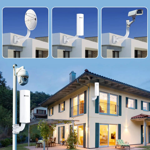 Top Shelf Universal Wireless Bridge Mount Bracket For Outdoor Wifi Extenders And Cpe Antennas Heavy Duty Pole Mount For Cameras And Sensors Built Tough Ready To Roll With Zero Hassle on house wall and pole.