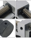Close-up details of Heavy Duty Qgg50 Machine Vise for 2 Inch Surface Grinder CNC Milling with threaded screw and locking mechanism