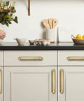 5 Pack 5 Inch Hole Centers Brushed Gold Cabinet Pulls With Backplate Heavy Duty Handles for kitchen cabinets on white drawers