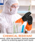 Heavy Duty Chemical Resistant Work Gloves, Waterproof Non Slip Rubber Hand Protectors, 8 Pair Set, Acid Alkali Solvent Shields used in lab setting.