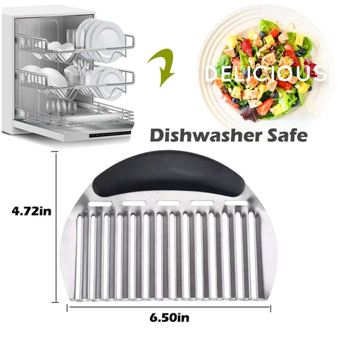 Hendiy two-piece onion slicer and potato cutter set; stainless steel blades with black handle, 6.5in by 4.7in, dishwasher safe