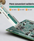 Top Shelf Lead Free Solder Paste For Phone Repair Smooth Glide Tin Bismuth Compound Heavy Duty Push Tube Formula Strong Hold Crisp Finish Rapid Bond Flux For Mobile Tech Crew applied to a circuit board.