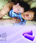 Couple sleeping with Soft Foam Ear Plugs Softies For Sleeping And Snoring, Travel, Work, And Shooting 33 dB NRR Made In USA