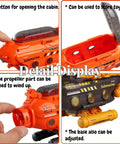 Rad Submarine Toy For Kids With Robotic Arms Adjustable Base Foldable Design Transformable Shapes Deep Sea Probe Action Realistic Drill And Pliers Bright Orange Build, showing detail display of cabin button, storage, propeller, and adjustable base.