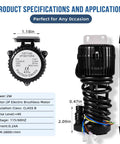 Ultra Quiet 110V 2W Ice Maker Water Pump Replacement for Commercial Machines, with specifications and dimensions shown.