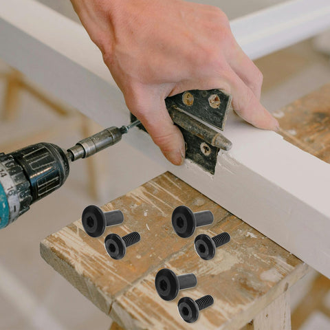 20 Piece Black Iron Socket Design Furniture Connectors Bolts And Nuts Kit for solid, secure connections in tables assembly