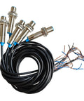 Hall Effect Proximity Sensor PNP Normally Open Magnetic Switch 10mm Sensing Distance For DIY Projects And Automation 6-36V DC 3-Wire Cable Brown Blue Black NJK-5002A Pack Of 5, showing five cylindrical sensors with black cables