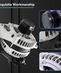 Front and side views of Beefed Up 170A High Output Alternator Fits 2014-2018 Silverado 1500 And Sierra 1500, OE Replacement 84143540.