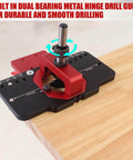 35mm Metal Concealed Hinge Jig With Quick Clamp And Dust Vacuum Adapter for precise hinge drilling on wood surface