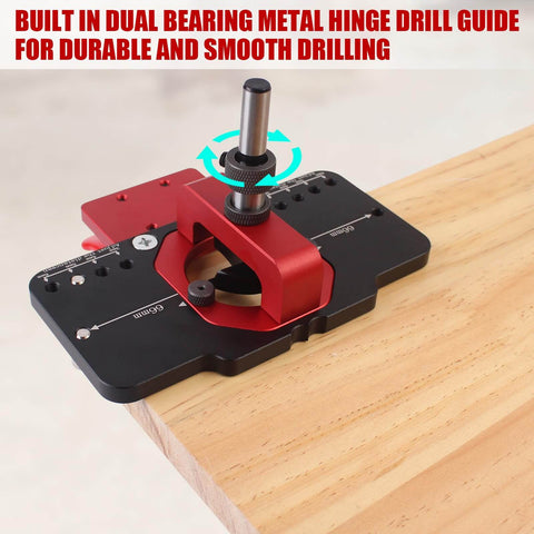 35mm Metal Concealed Hinge Jig With Quick Clamp And Dust Vacuum Adapter for precise hinge drilling on wood surface