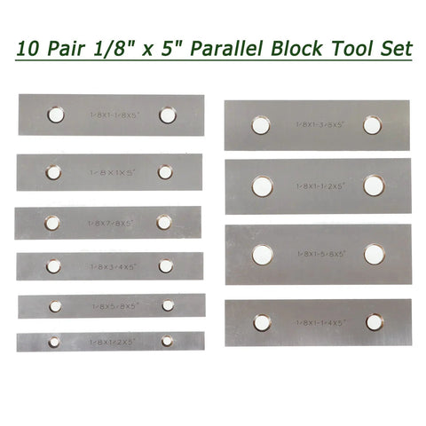 10 Pair 1/8 X 5 Machinist Parallel Block Tool Set For Precision Milling Pro Grade Ultra Accurate To 0.0002 In Parallelism 1/2 To 1-5/8 Inch Range Alloy Steel 40Cr Matched Parallel Bars