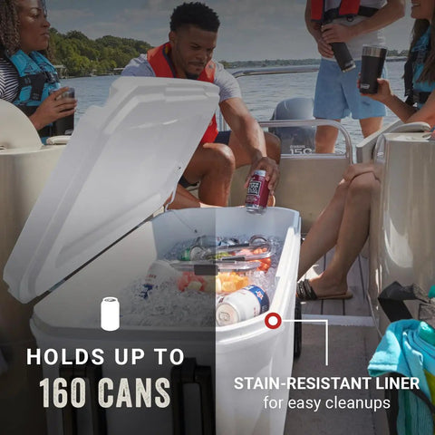 100 Qt Wheeled Marine Cooler With Fully Insulated Lid And Body Keeps Ice Up To Five Days In 90 Degree Heat Holds 160 Cans