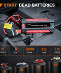 Hella Powerful 2000A Car Battery Jump Starter To Kickstart Your Ride Instantly No Sweat Dealing With Dead Batteries Fast, view of jump starter connected in car.