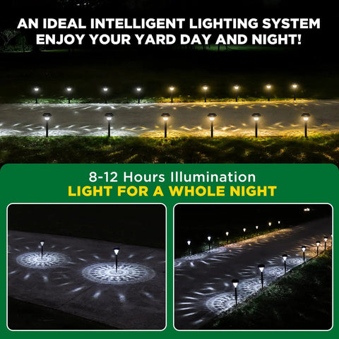 Super Bright 2 In 1 Solar Lights Outdoor Waterproof Auto On Off Dusk To Dawn Garden Solar LED Pack lighting pathway at night