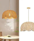 Hand Woven Vintage Lotus Flower Pendant Lamp Chandelier for Dining Room Living Room Bedroom Indoor Hanging Ceiling Light Fixture With Dope Warm Ambient And Targeted Lighting 15.7 Inches Diameter And 9.8 Inches High