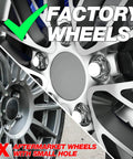 Comparison of factory wheels and aftermarket wheels showing M14x1.5 Lug Nuts For Ford F150 2015 To 2023 Expedition And Lincoln Navigator