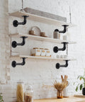 Heavy Duty Industrial Pipe Shelf Brackets Kit For 8 10 12 14 Inch Boards Iron L Pipe Floating Shelves Black 4 Pack Complete Set