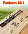 Package list showing Heavy Duty 27 Inch Gas Struts 45 Lbs For Truck Tonneau Cover, 2 Pack solid lift supports and installation components.