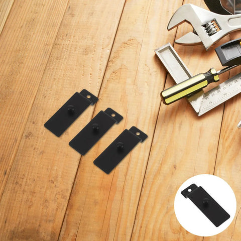 Heavy Duty Carbon Steel Slatwall Hooks 10 Pack Workhorse Easy Mounting Picture Hangers on wooden surface with tools