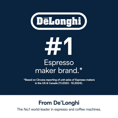 Must Have Essential Coffee Machine Maintenance Kit With BPA Free Water Filter Ion Exchange Tech Activated Carbon Plant Based Descaler For Most Espresso Machines With Filters DLSC306 Black DeLonghi #1 espresso maker brand graphic