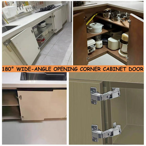 No Drama Heavy Duty Soft Close 180 Degree Concealed Adjustable Cabinet Hinges 2 Pack Full Overlay Nickel Plated Steel Hidden Buffer close-up view.