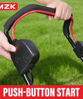 Push-button start handle of 40V 16-Inch Brushless Cordless Walk-Behind Lawn Mower With 2-In-1 Mulching And Side Discharge